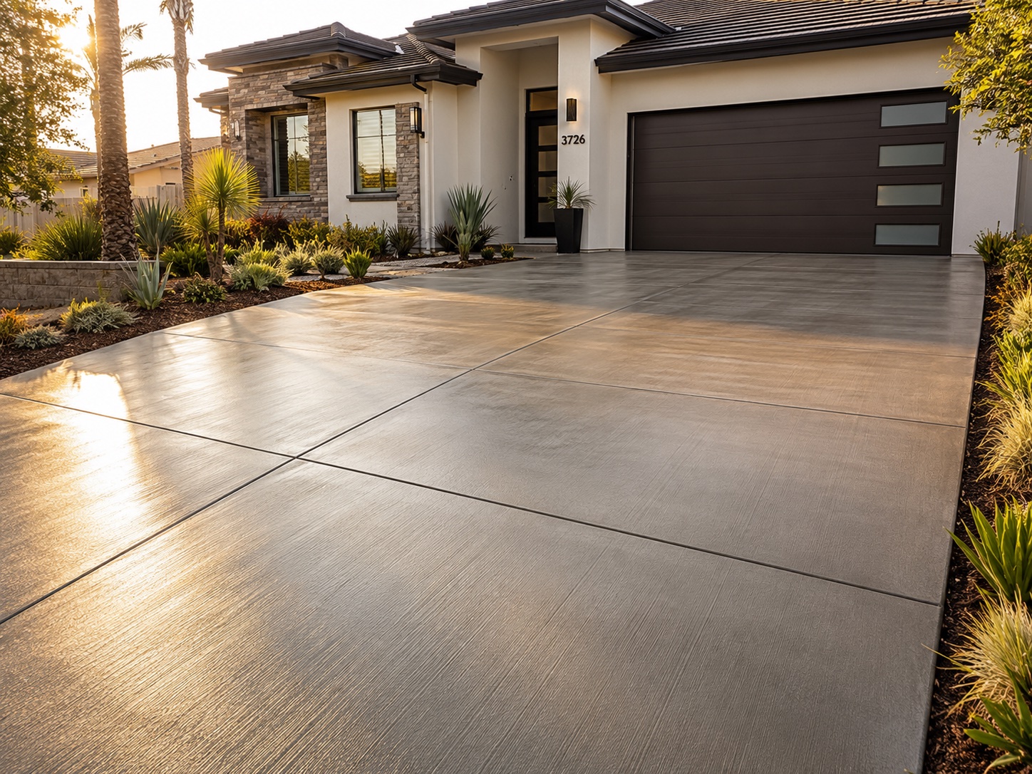 Sealed and finished concrete driveway ready for use in Santa Barbara, CA