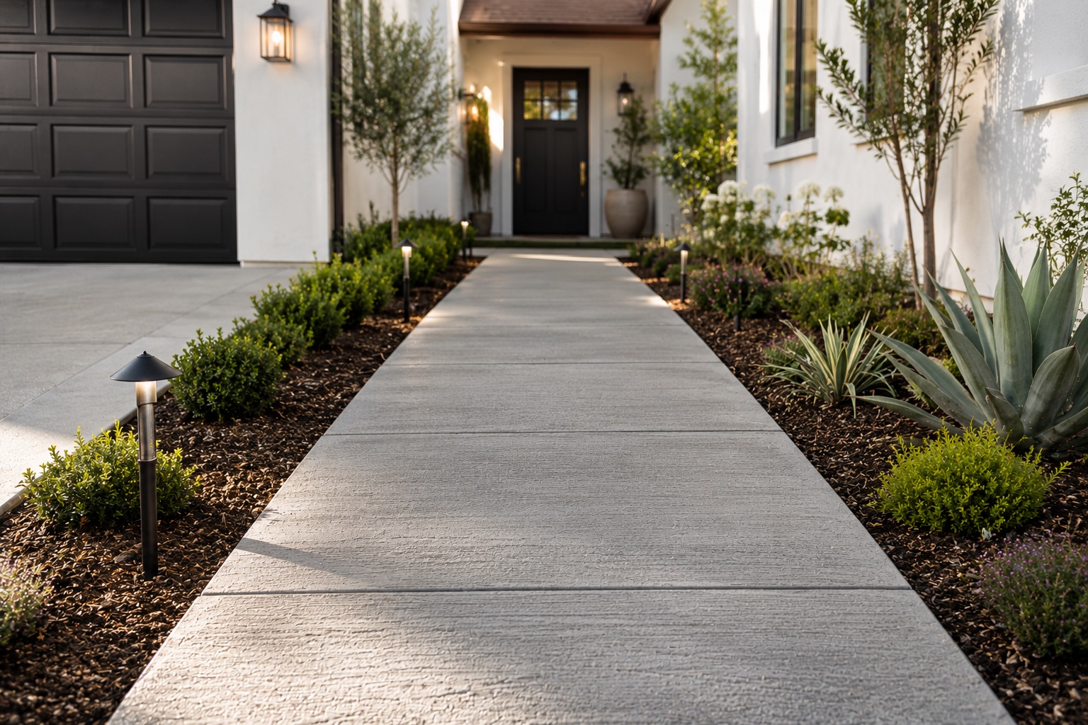New concrete walkway at a Santa Barbara residence
