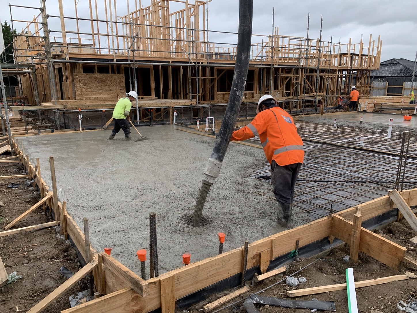 Concrete slab foundation poured for a Santa Barbara home